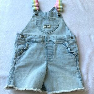 OshKosh B'gosh Blue Denim Overalls with Rainbow Straps